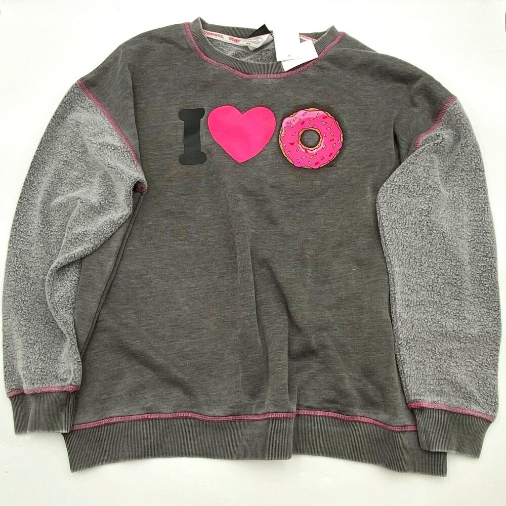 Universal Studios The Simpsons I Love Donuts Women's Sweatshirt Size X-Large NWT